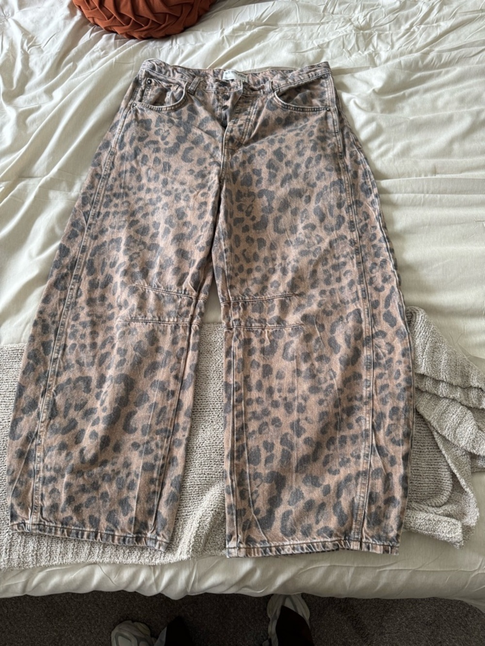 We the free Leopard Print barrel jeans